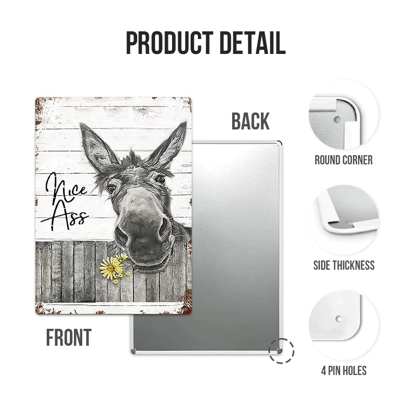 Funny Donkey Sunflower Bathroom Metal Sign