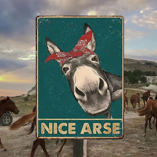 Nice Donkey Fun Animal For Home Bathroom Vintage Metal Sign