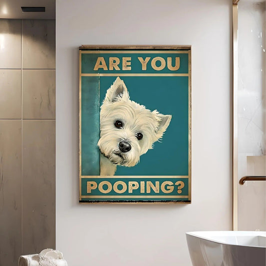 Vintage Dog Metal Sign – Funny"Are You Pooping?" Wall Decor - BW015