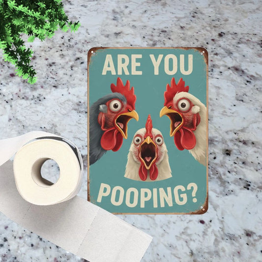 Vintage Metal Sign – Funny"Are You Pooping?" Wall Decor - BW016