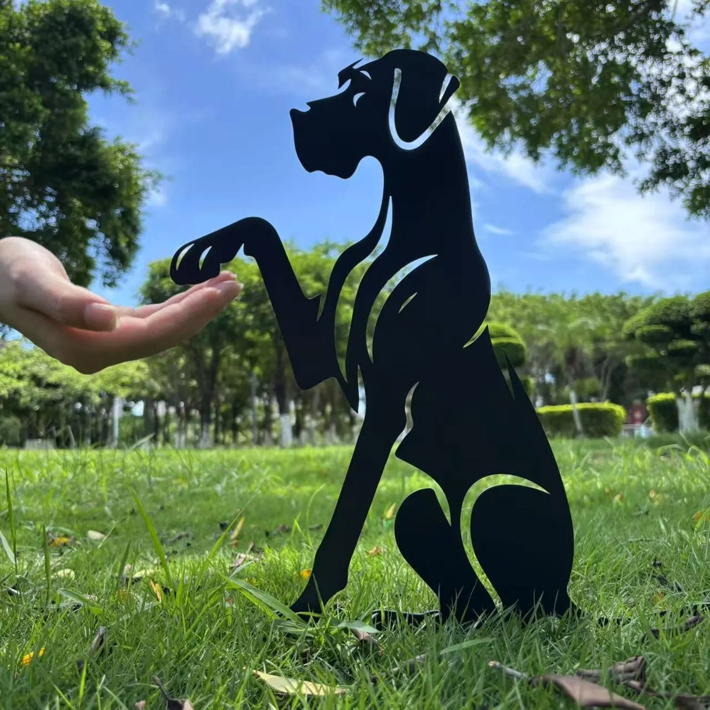 Great Dane metal garden stake