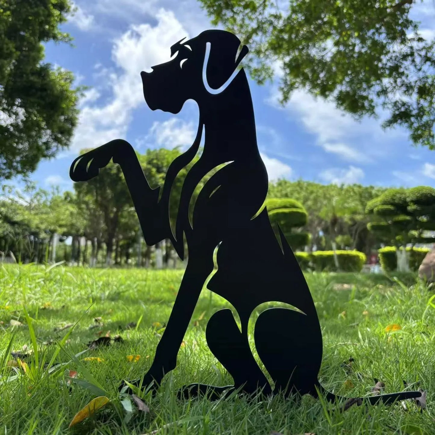 Great Dane metal garden stake