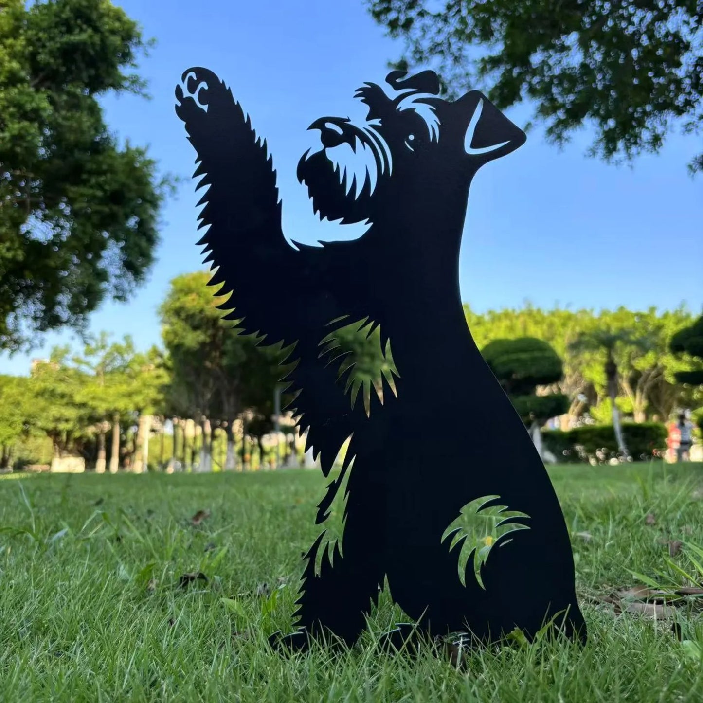 Schnauzer High Five, Schnauzer Metal Garden Stake