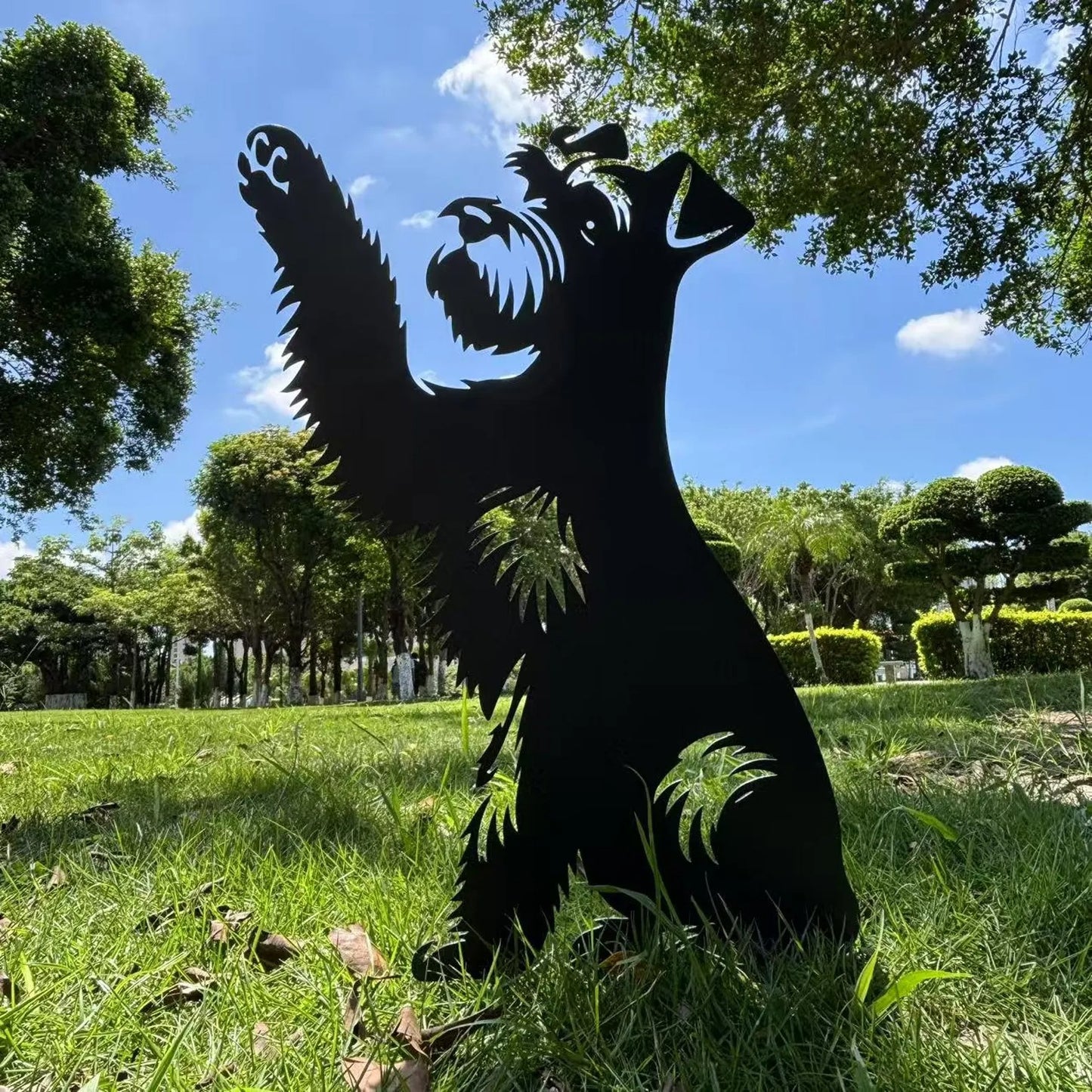 Schnauzer High Five, Schnauzer Metal Garden Stake
