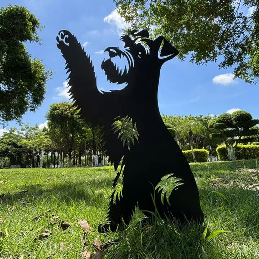 Schnauzer High Five, Schnauzer Metal Garden Stake